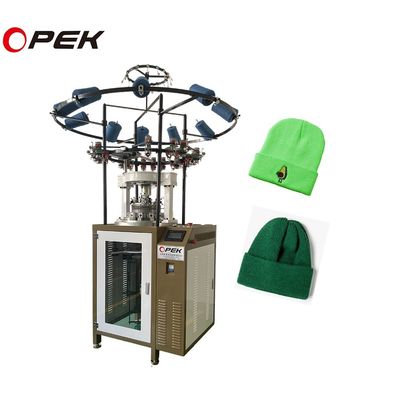 Machine à tricoter circulaire Opek informatisée et performances pour la production de chapeaux à côtes