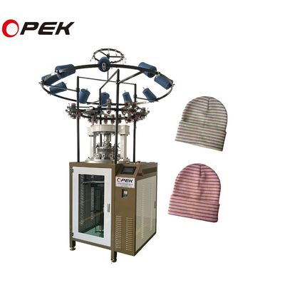 Machine à tricoter circulaire Opek informatisée et performances pour la production de chapeaux à côtes