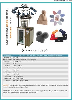 4-10 pouces de diamètre de cylindre machine à tricoter à côtes et chapeaux à coque