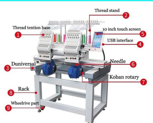 12 couleur 6 têtes Machine de broderie informatique avec 4 têtes et table de travail Taille 500*1200