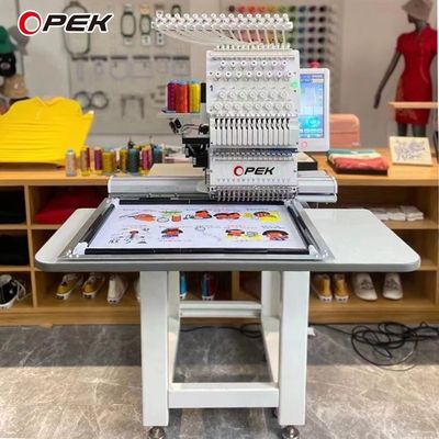 Machine de broderie à tête unique industrielle informatisée OPEK pour la fabrication de T-shirts et chapeaux