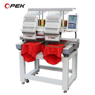 OPEK deux double double 2 têtes machine à broder pour le chapeau T-shirt chapeau plat vente informatisée